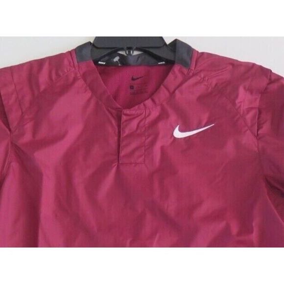 Nike BQ3237 610 Mens Sz M Cardinal Red/Black Baseball Short Sleeve Windshirt - Picture 7 of 7